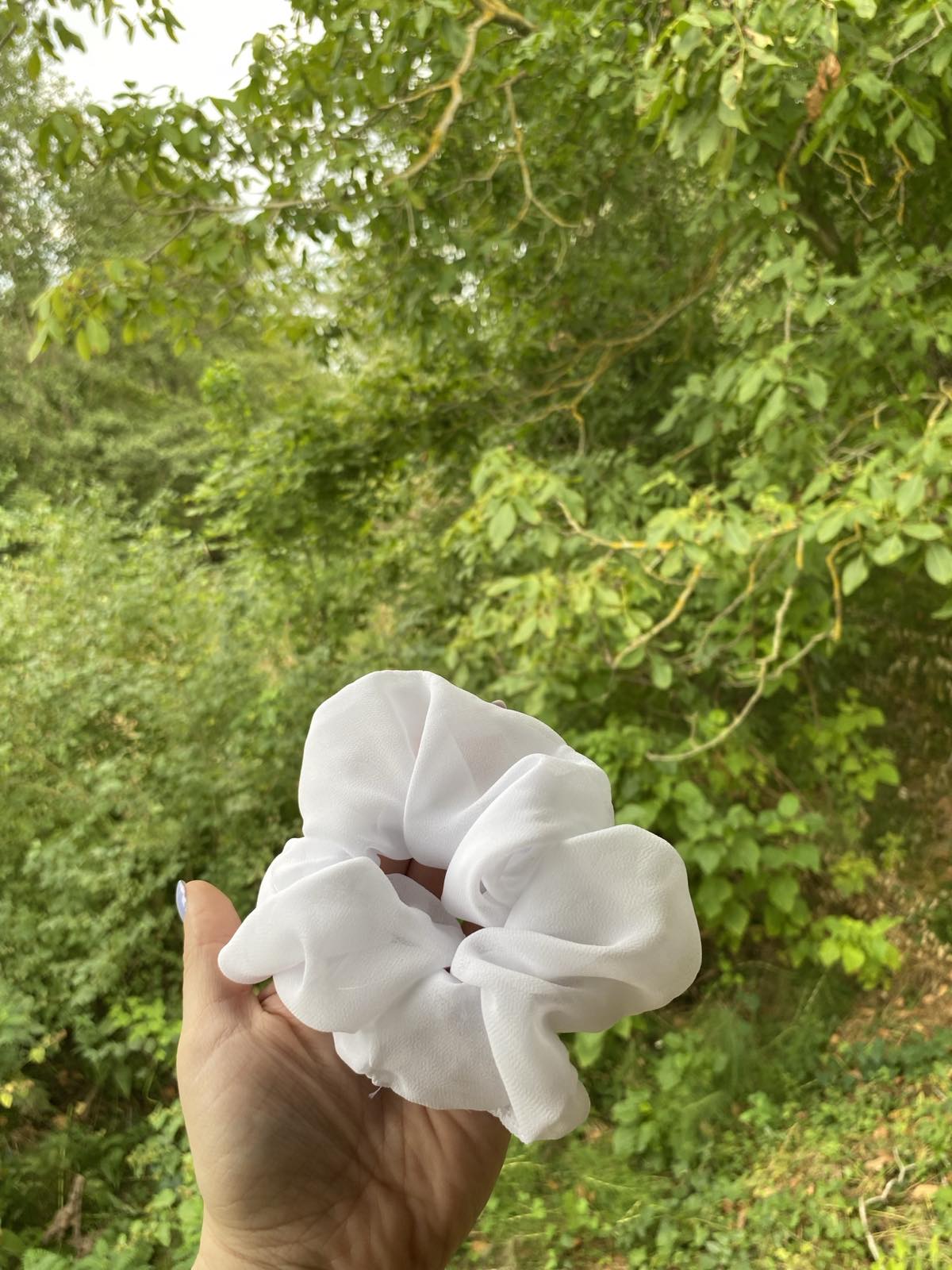 SCRUNCHIES ΜΟΥΣΕΛΙΝΑ ΛΕΥΚΟ 10018