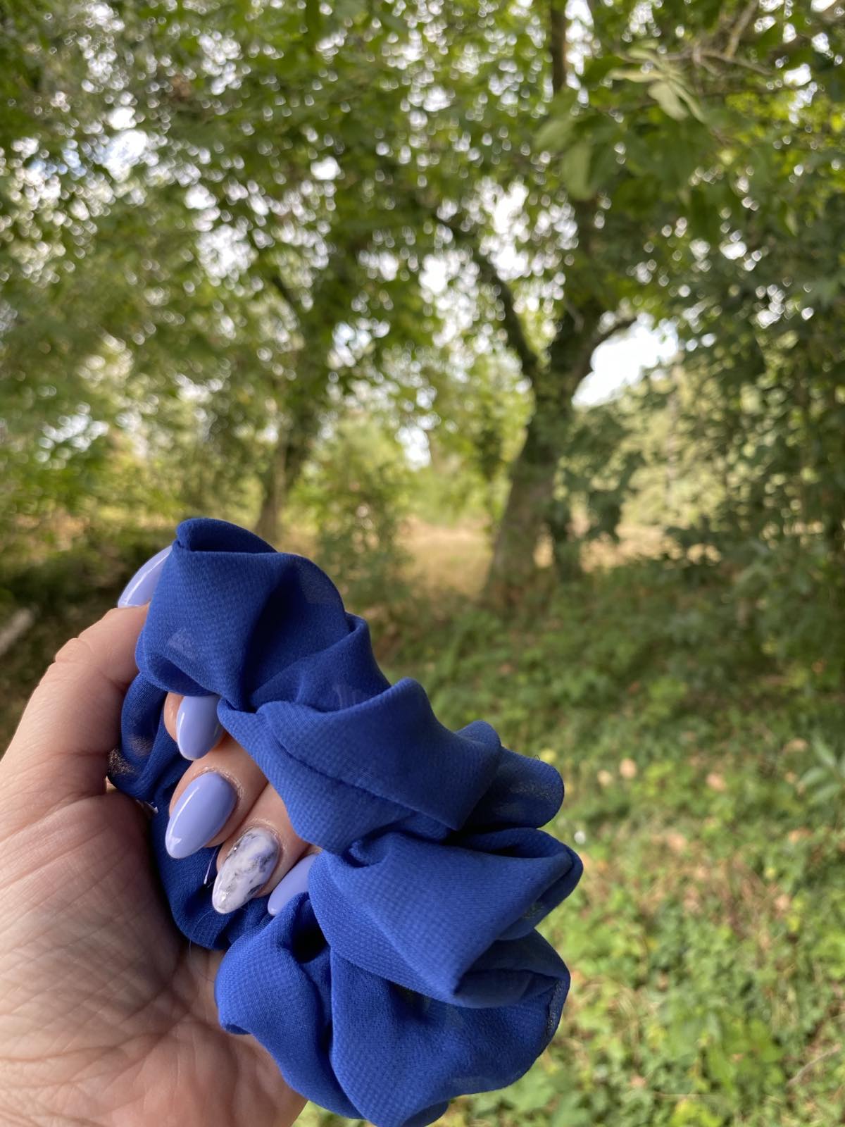 SCRUNCHIES ΜΟΥΣΕΛΙΝΑ ΜΠΛΕ 10022