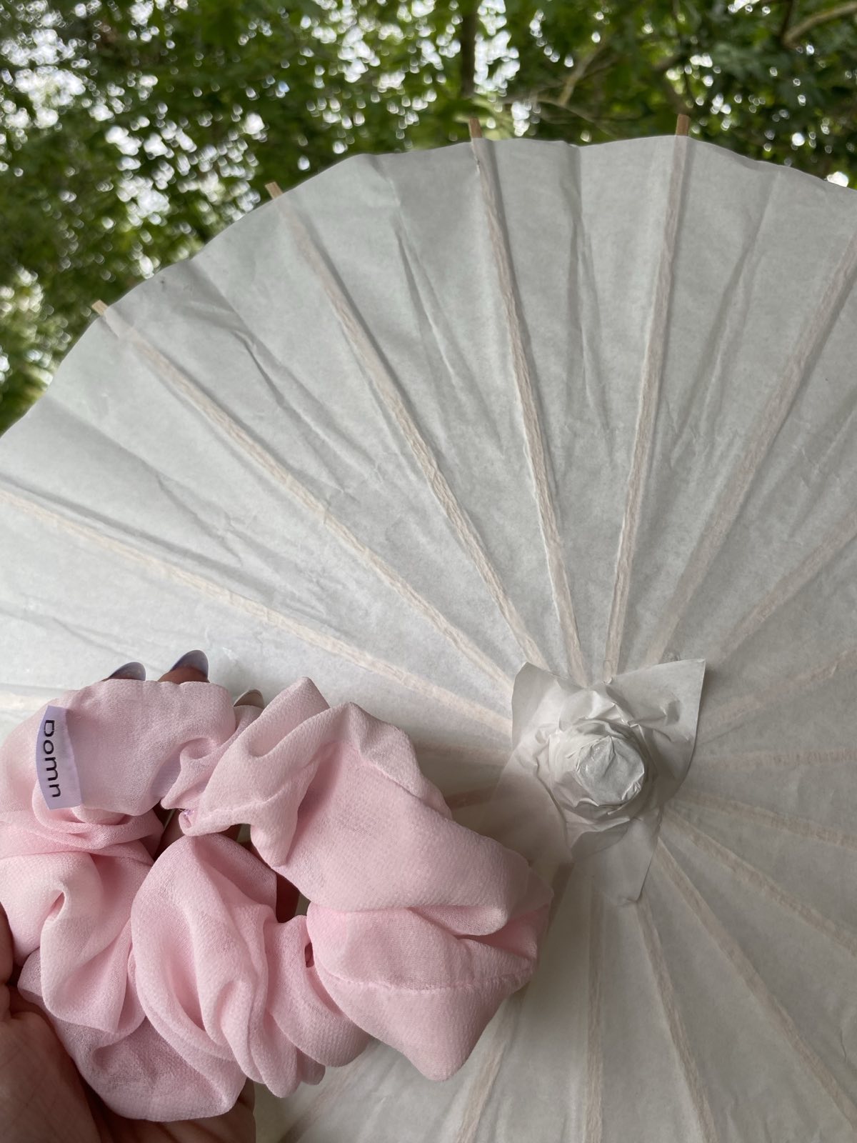 SCRUNCHIES ΜΟΥΣΕΛΙΝΑ ΡΟΖ ΑΠΑΛΟ 10015