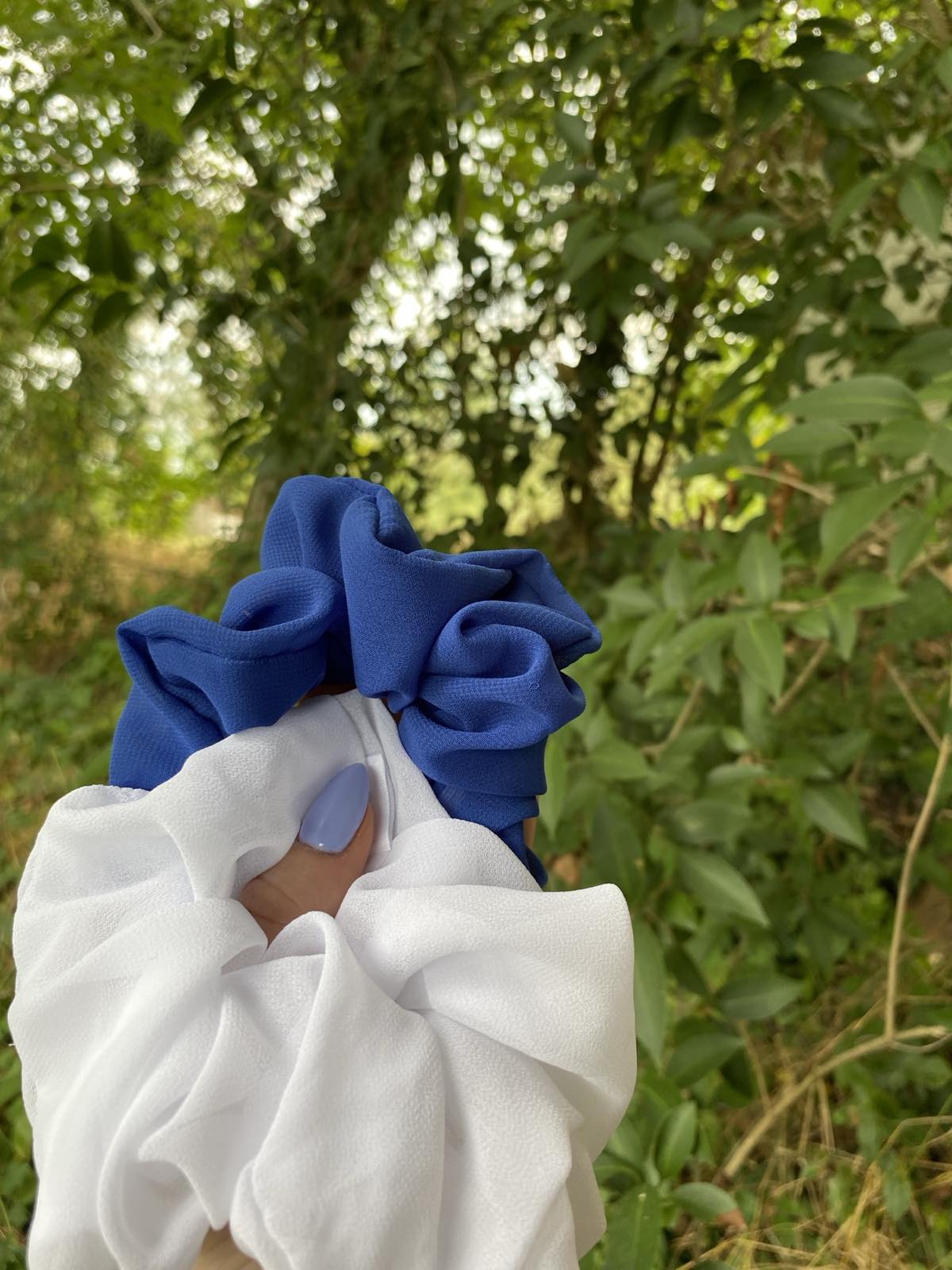 SCRUNCHIES ΜΟΥΣΕΛΙΝΑ ΜΠΛΕ 10022