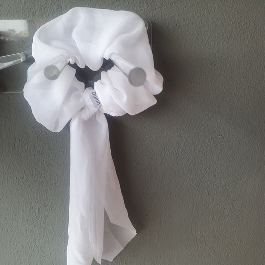 SCRUNCHIES ΜΟΥΣΕΛΙΝΑ ΛΕΥΚΟ ΜΕΜΑΚΡΙΑ ΚΟΡΔΕΛΑ ΓΙΑ ΜΑΛΛΙΑ 10058