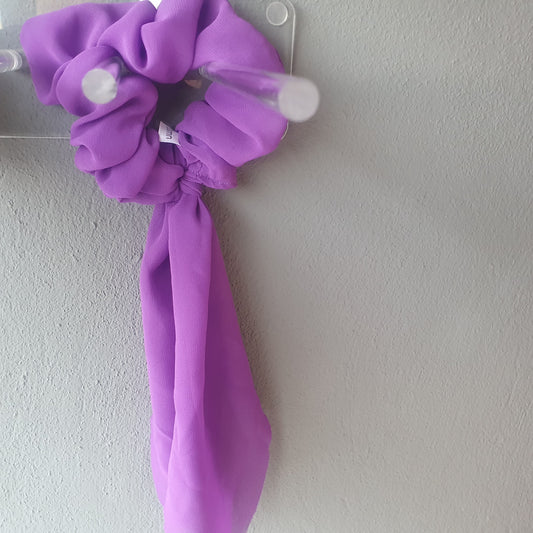 SCRUNCHIES ΜΟΥΣΕΛΙΝΑ ΜΟΒ ΜΕ ΜΑΚΡΙΑ ΚΟΡΔΕΛΑ ΓΙΑ ΜΑΛΛΙΑ 10056